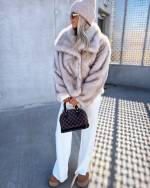 Taupe Luxurious Short Fur Coat