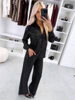 Juoda Švelnus Dviejų Dalių Komplektas Su Blizgučiais