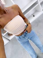 Valge Veniv Kroogitud Crop-top