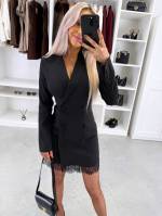 Czarny Dopasowana Sukienka Marynarkowa