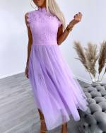Фиолетовый Кружевное платье