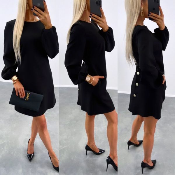 Black A-line Dress With Pockets