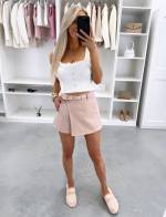 Светло-бежевый Юбка-шорты с ремнем