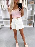 Светло-бежевый Юбка-шорты с ремнем