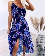 Helesinine Kolmveerand Pikkusega Lilleline Kleit