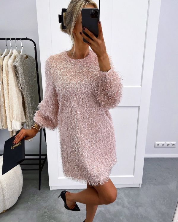 Light Pink Long-sleeve Flowy Dress