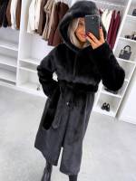 Коричневый Роскошное зимнее пальто с капюшоном