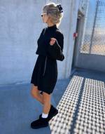 Taupė Soft Knit Dress With Thin Leather Belt