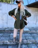 Khaki Oversized K/S Jakk