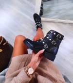 Juoda Auliniai Batai Su Perlų Dirželiu