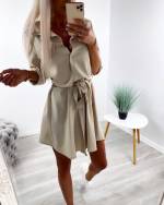 Khaki Keskelt Seotav Särk-kleit